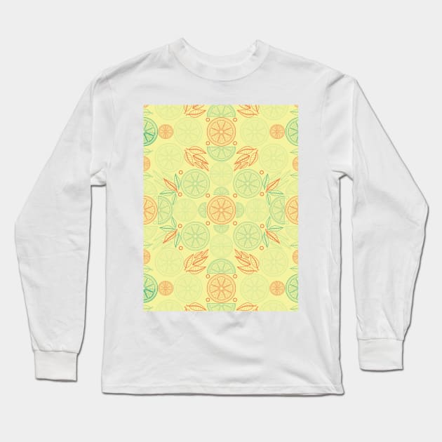 Citrus Splash Seamless Surface Pattern Design Long Sleeve T-Shirt by zarya_kiqo